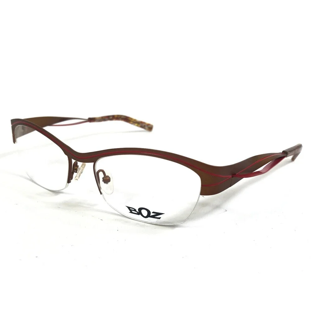 BOZ Eyeglasses Frames STAR 9230 Brown Red Cat Eye Half Rim 52.5-17-131